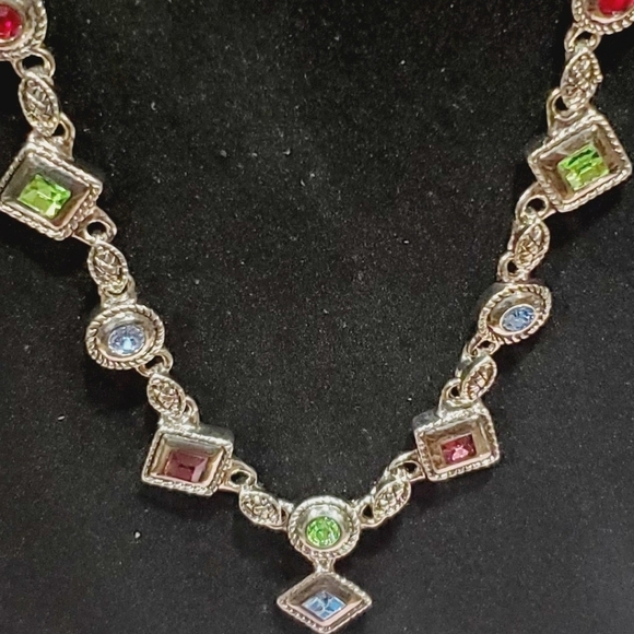 Lovely Multi Gemstones Silver Necklace🌴 - Picture 2 of 5